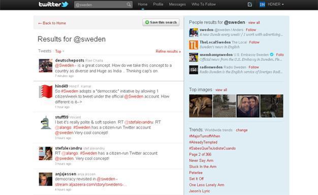 Citizens run Swedens Twitter account