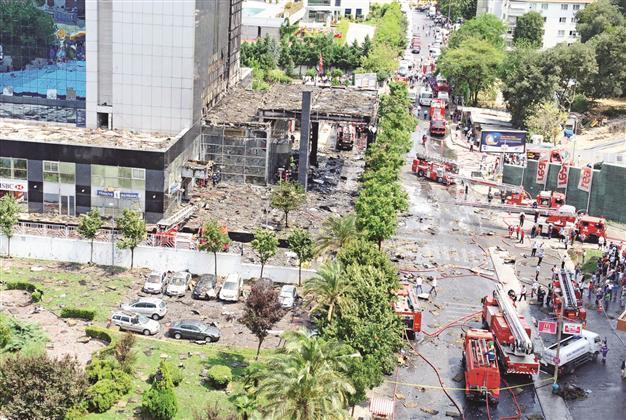 Istanbul tower goes up in flames