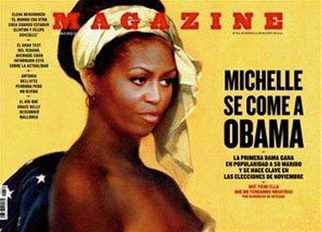 Michelle Obama appears on Spanish Magazine cover as topless slave