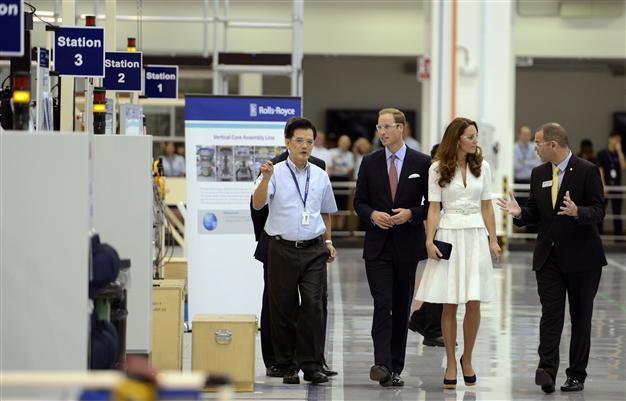 William and Catherine visit new Rolls-Royce factory