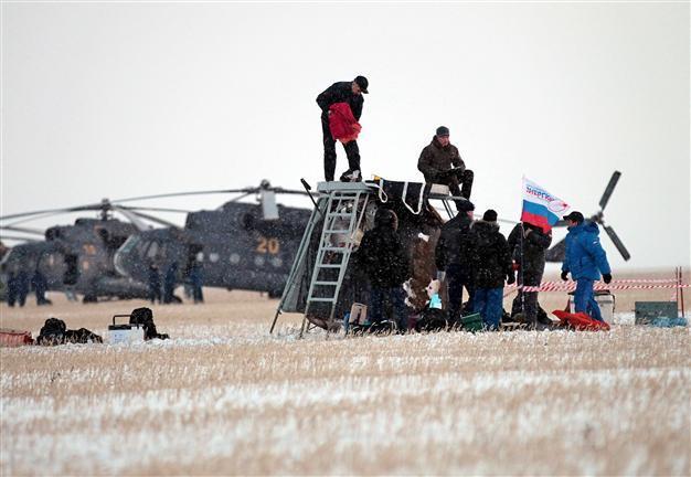 Three ISS crew return to Earth in Russian capsule