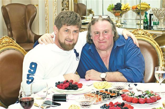 Chechen strongman Kadyrov greets touring Depardieu