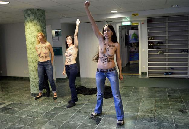 Femen stages topless protest in Stockholm mosque