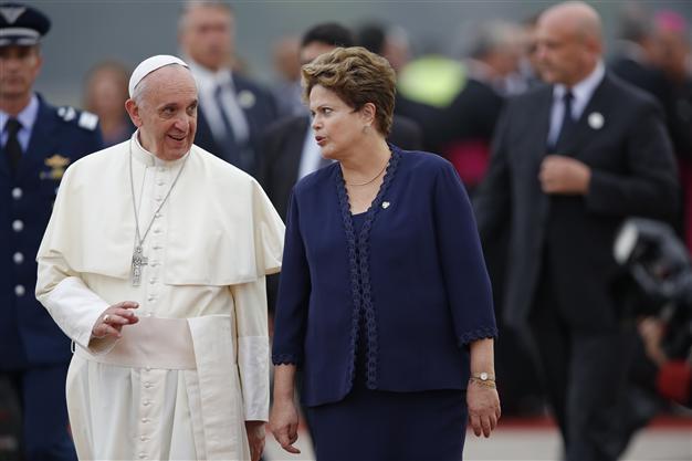 Francis lands in Brazil for first trip abroad as pope