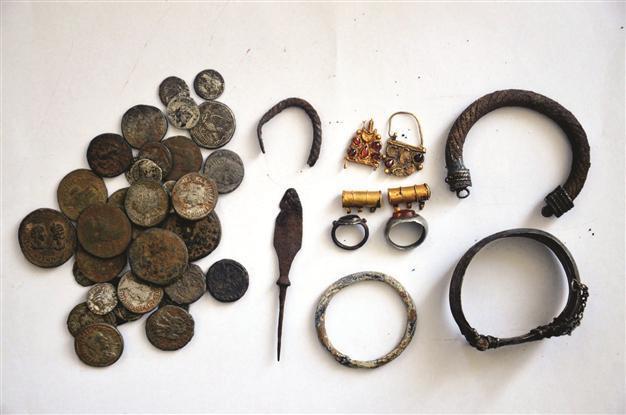 Roman artifacts in barn ruins
