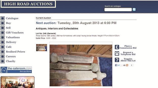 Sale of Ottoman gravestones stopped