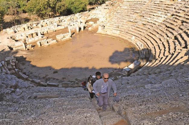 Imperial Temple in Stratonikeia ancient city being restored