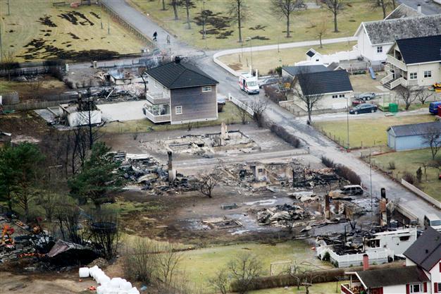 Fire ruins parts of historical village in Norway
