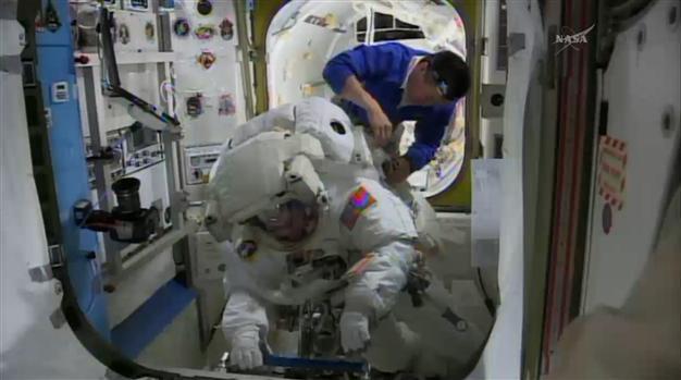 US astronauts step out on spacewalk for repairs