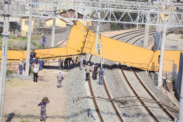 High-speed train service canceled again after crane falls on railway