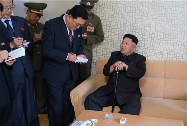 North Koreas Kim Jong-Un reappears with walking stick