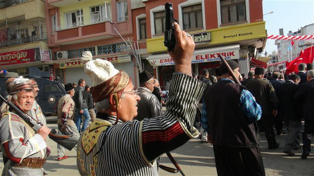 Veterans fire guns into air in southeastern Kilis during liberation day celebrations