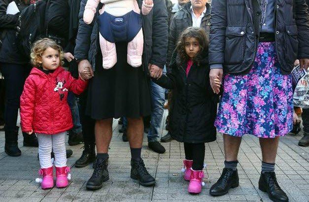 Turkish men wear skirts in protest for victimized women