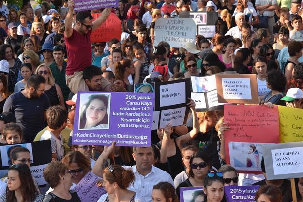 Hundreds in western Turkey remember slain girl, protest violence against women
