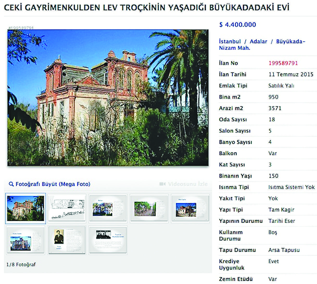 Trotsky’s Istanbul house for sale