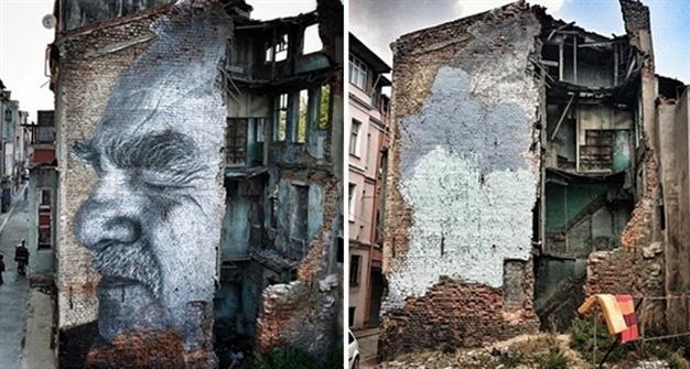 Mural portrait by renowned artist vandalized in Istanbul