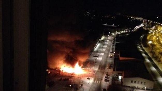 Blaze in Swedish capital injures 10