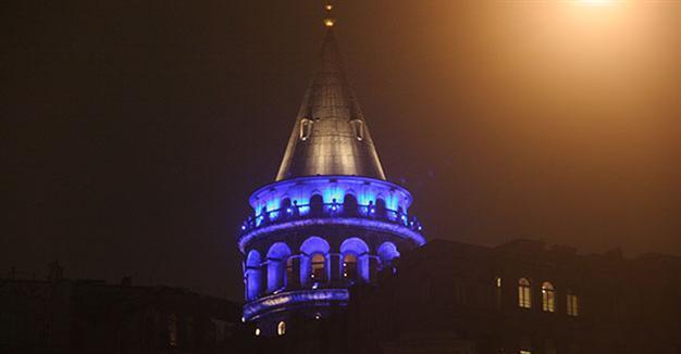 Istanbul decorated in blue lights for autism awareness
