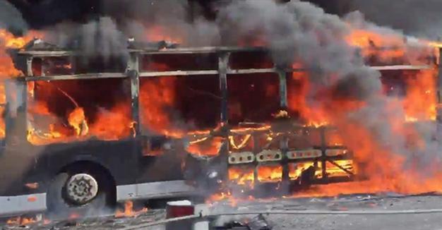 City bus catches fire in Istanbul