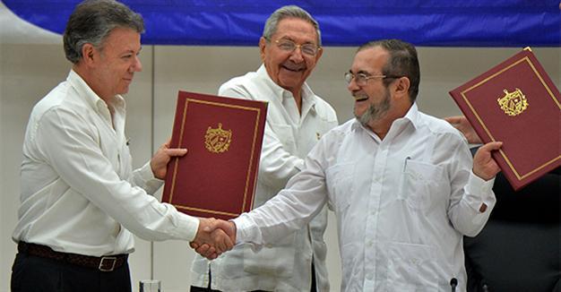 Tears of joy as rebels sign ceasefire with Colombian government