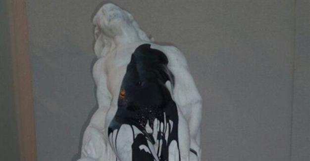 Sculpture defaced with paint in Turkey’s northwest