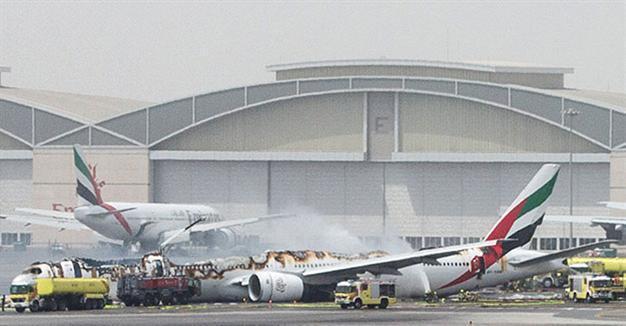 Emirates plane crash-lands in Dubai, catches fire