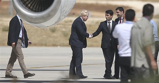 British FM Johnson opens Turkey visit in refugee town