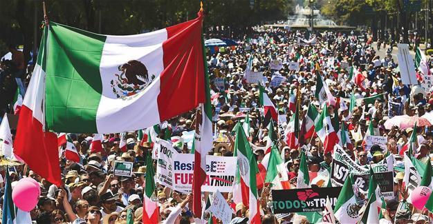 Marchers across Mexico vent anger over Trump, and their own president