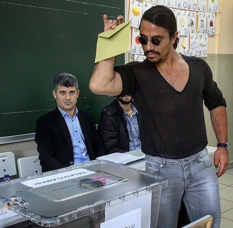 French Interior Ministry calls on citizens to vote in presidential election with Saltbae image