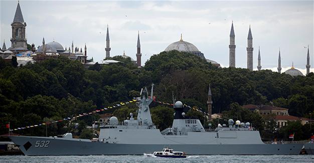 Chinese navy fleet docks at Istanbul port