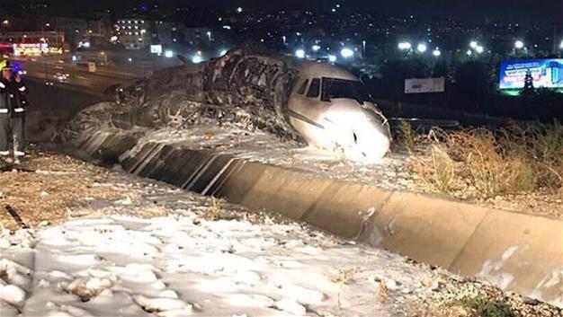 Private jet skids off runway at Istanbul’s Atatürk Airport leaving four injured