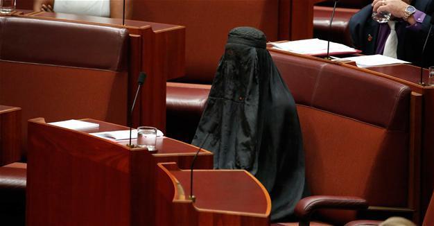 Australian far-right senator Hanson wears burka in bid to ban them