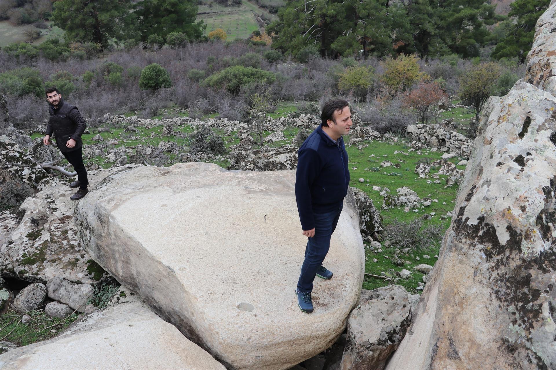 Ancient rock divided into two
