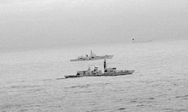 British navy frigate escorts Russian warship in North Sea