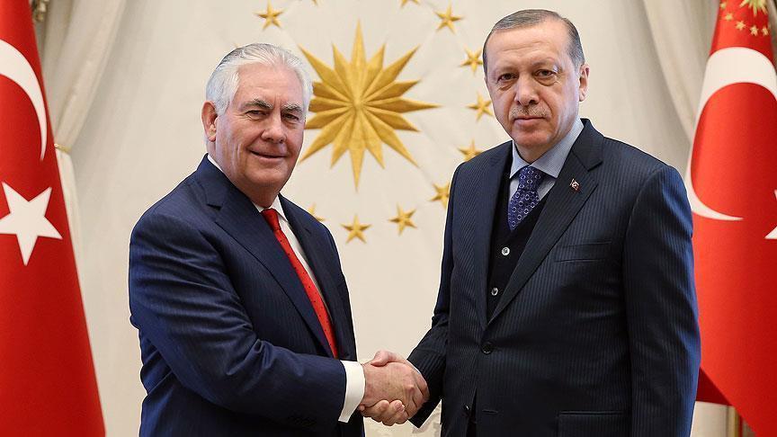 Erdoğan conveys Turkey’s regional priorities to Tillerson in meeting