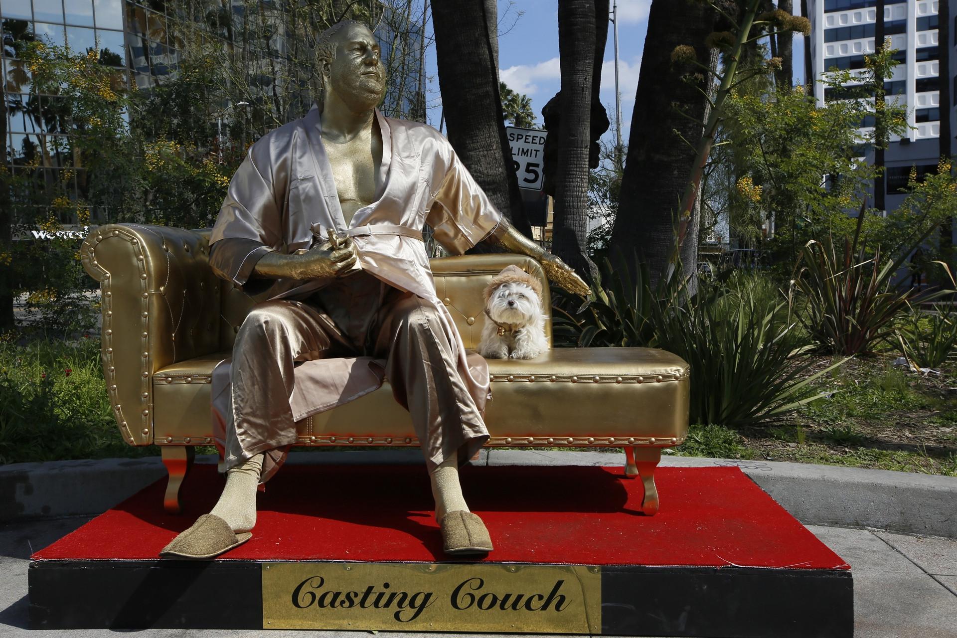 Harvey Weinstein Casting Couch statue debuts pre-Oscars