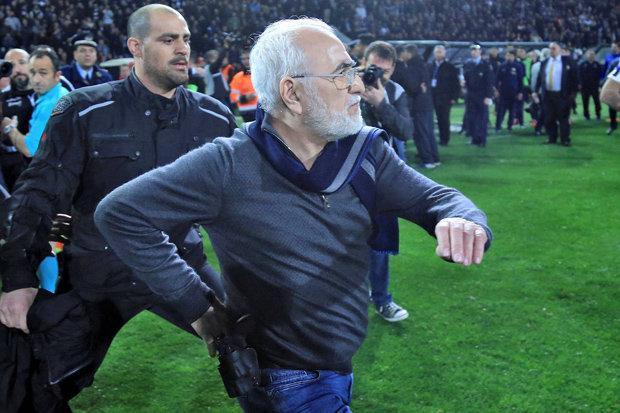 Greece suspends league after football boss takes gun onto pitch