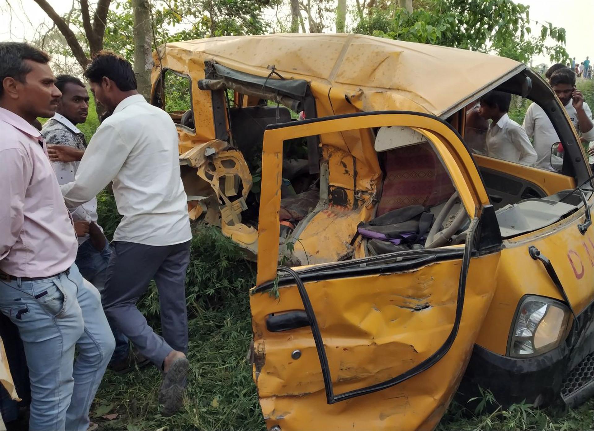 13 children dead after train hits bus in India