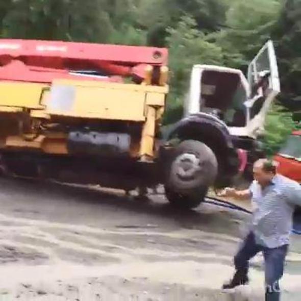 Flash flood swallows trucks in northeast Turkey