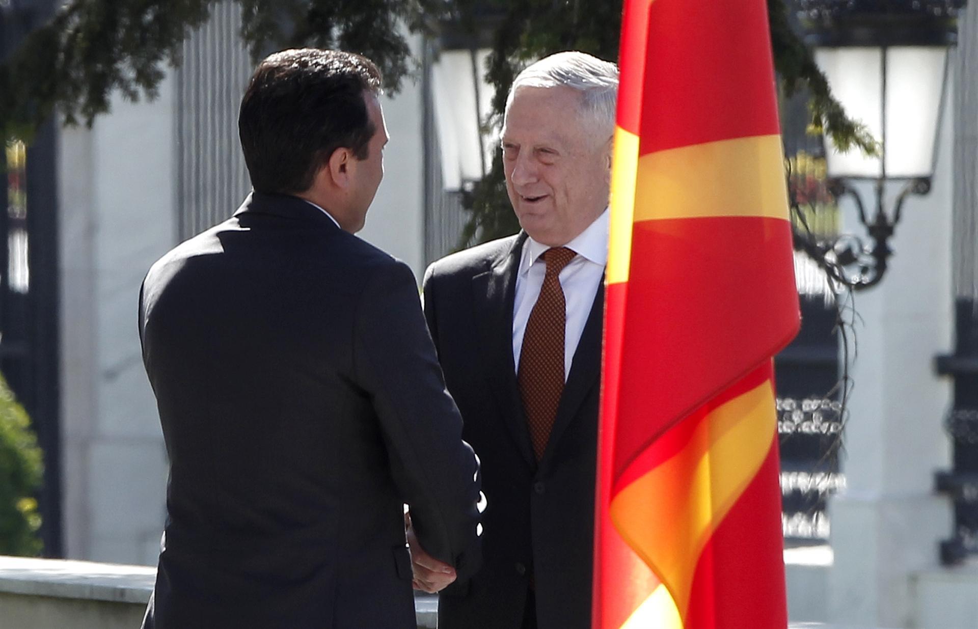 Mattis in Macedonia to counter ’Russian influence’ against name change