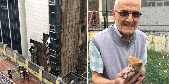 Turkish pensioner saves cats from fire by risking his life