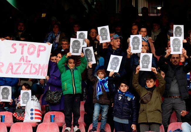 ‘We are all Koulibaly’: Napoli fans don masks to support racism victim