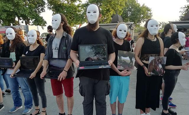 Activists hold protest against horse-drawn carriages