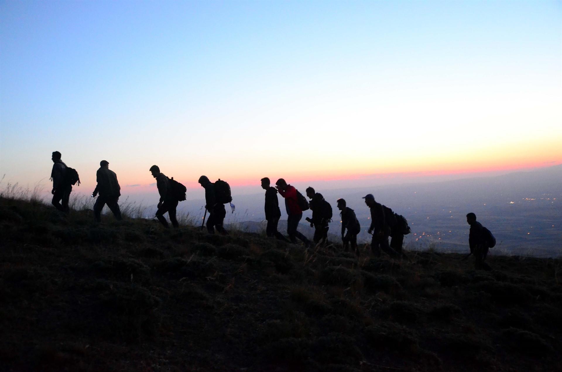 Climbers summit 2,800-meter-high Mount Nemrut