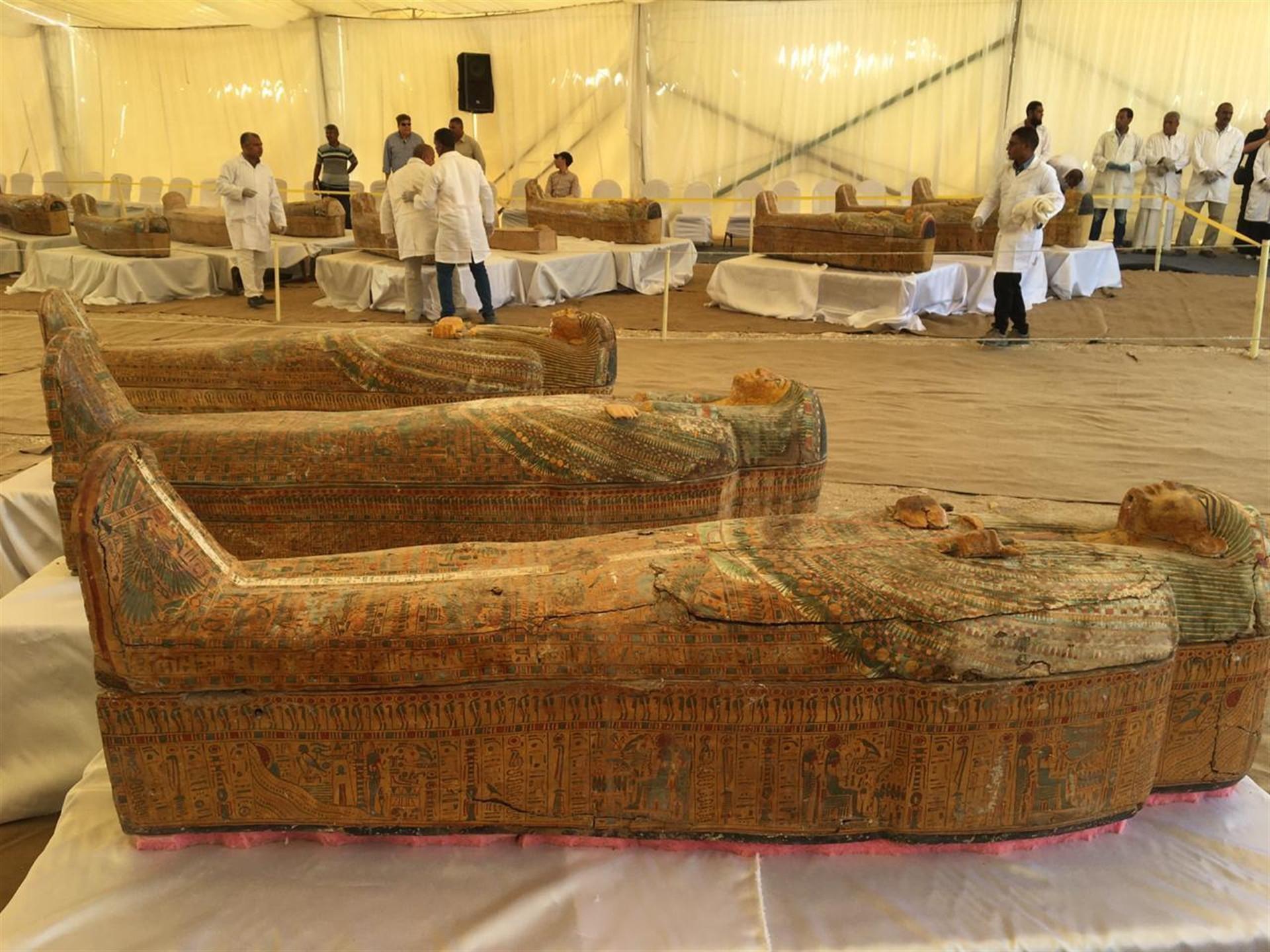 Egypt unveils trove of ancient coffins excavated in Luxor