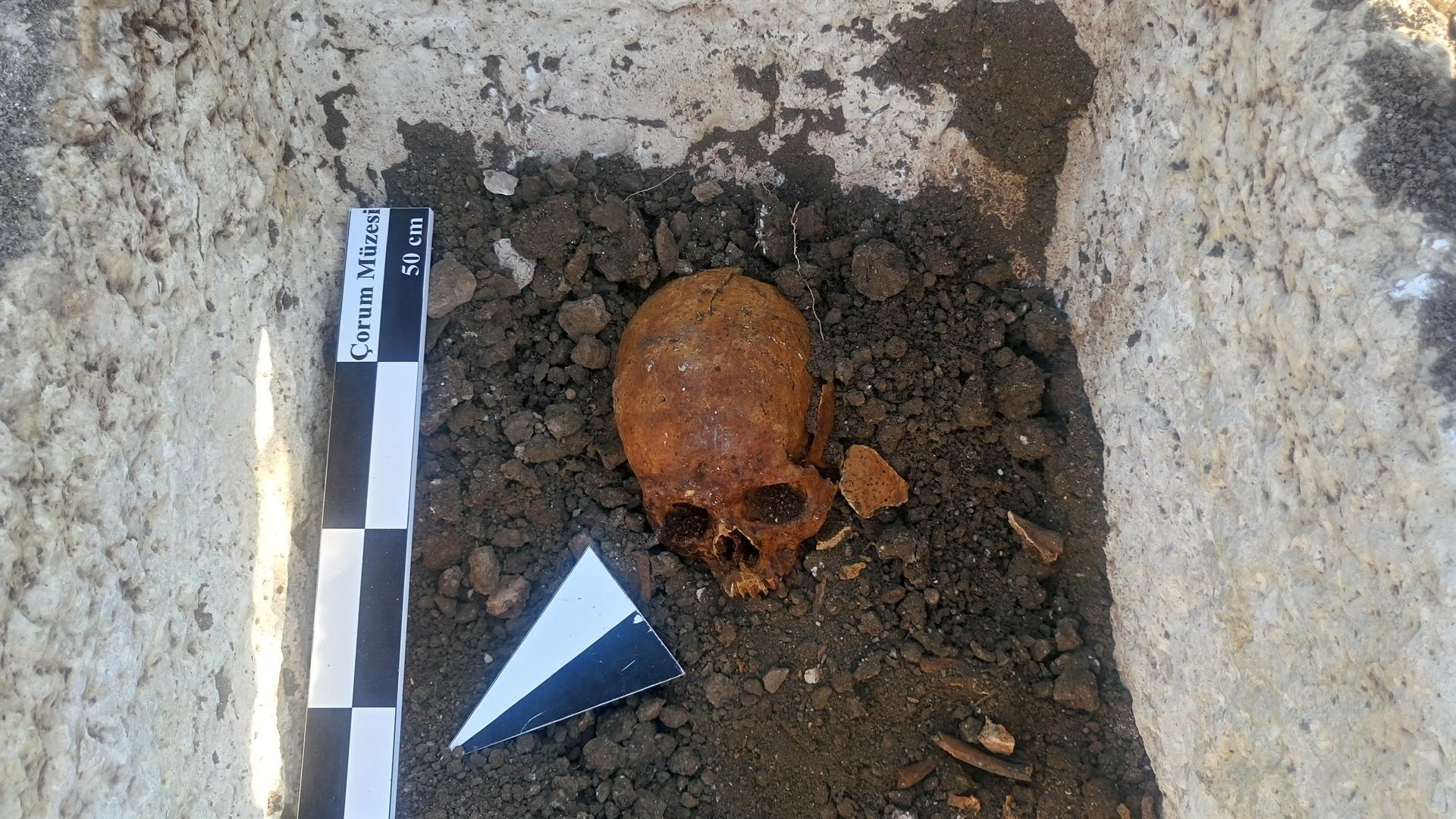Roman-era sarcophagus with skeleton found in Turkey