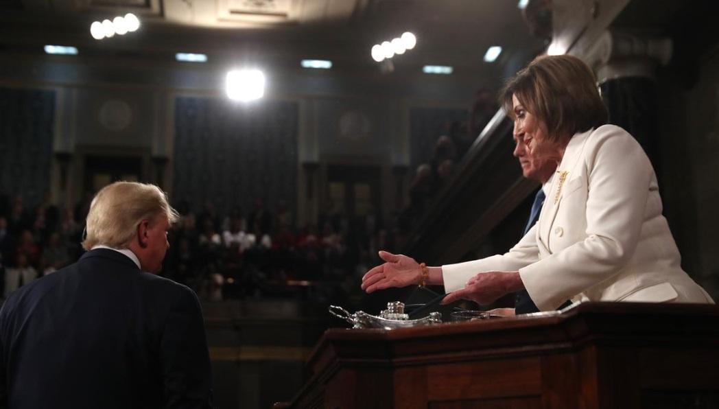 Trump-Pelosi feud erupts during speech to Congress as impeachment trial nears end