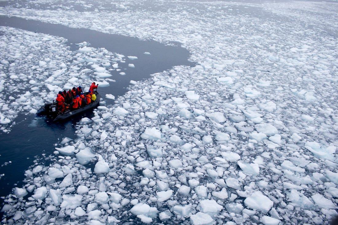 Arctic, Antarctica see below mean sea ice in February