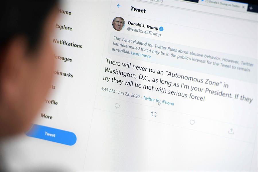 Twitter hides ’abusive’ Trump tweet targeting protestors