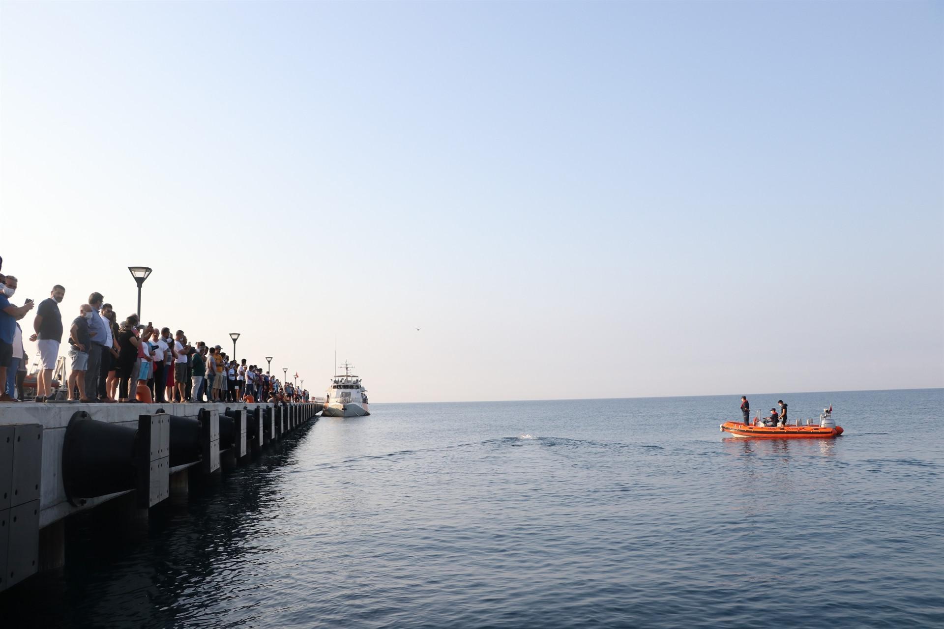 Athletes swim to Turkish Cyprus to draw attention to sports embargoes